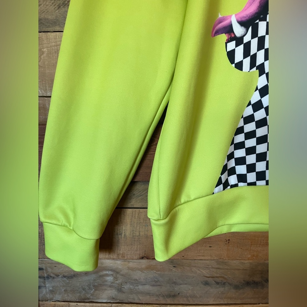Lime Green Checkered Animal Silhouette Sweatshirt - Picture 4 of 7
